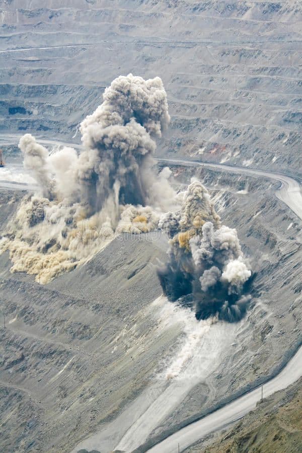 Controlled blast at an active open-pit mine